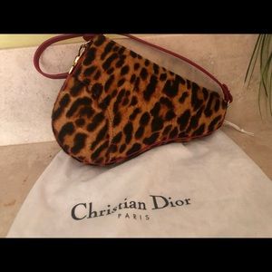 Authentic Dior Leopard Print Pony Hair Saddle